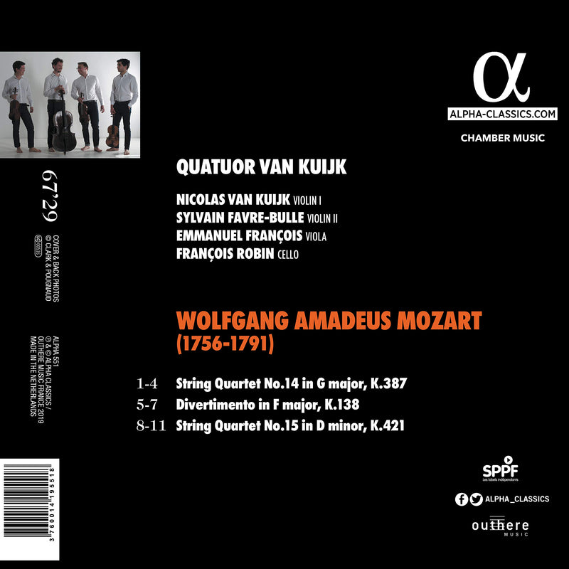 Mozart: String Quartets, K. 387 & 421 & Divertimento, K. 138 / Quatuor Van Kuijk