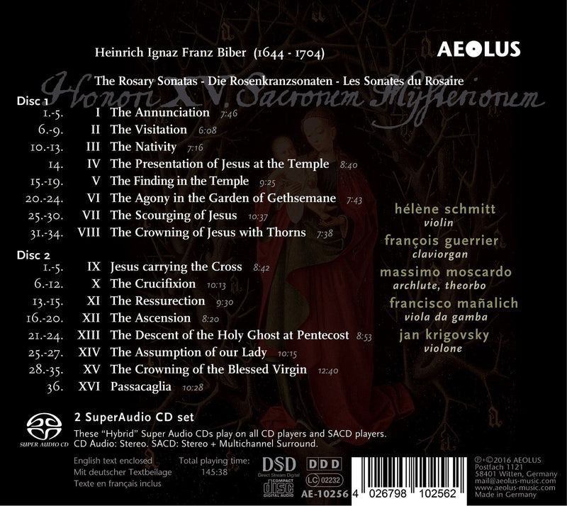 Biber: The Rosary Sonatas / Schmitt, Guerrier, Moscardo, Manalich, Krigovsky