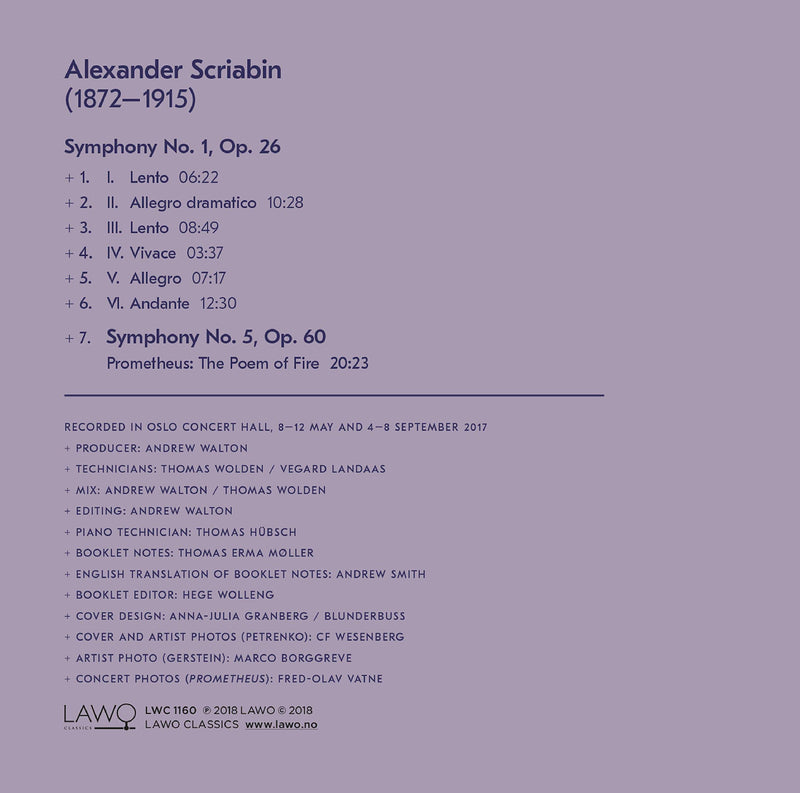 Scriabin: Symphony No. 1 & Prometheus / Petrenko, Gerstein, Olso Philharmonic