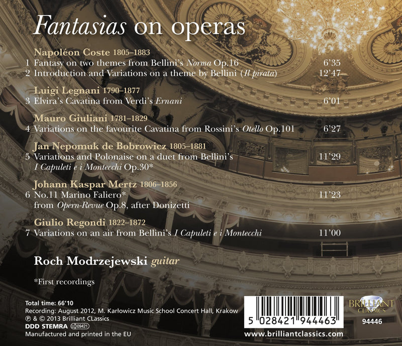 Fantasias On Operas By Bellini, Rossini, Donizetti, Verdi / Roch Modrzejewski