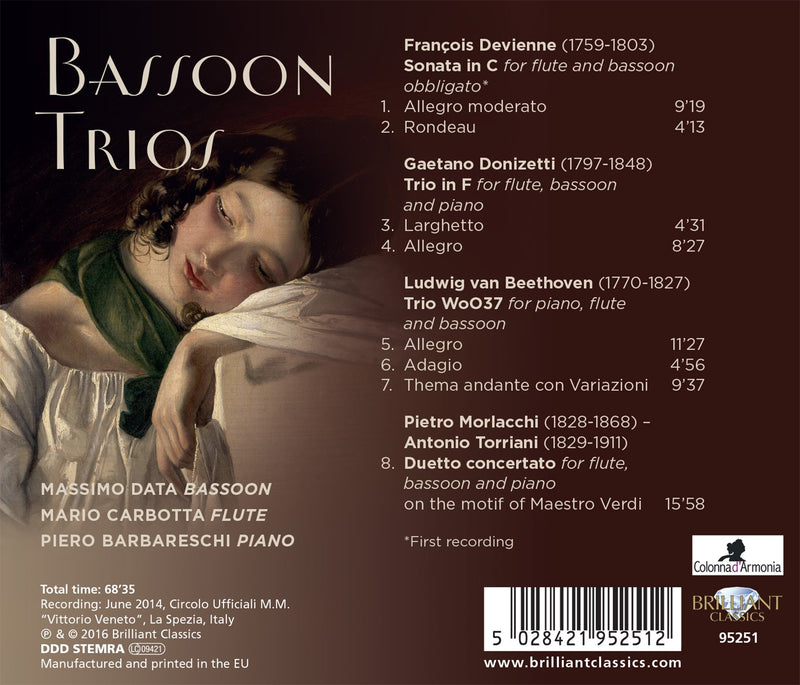 Devienne, Donizetti, Beethoven, Morlacchi-Torriani: Bassoon Trios / Data, Carbotta, Barbareschi