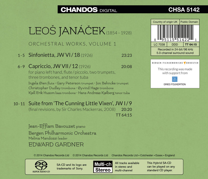 Janacek: Orchestral Works Vol 1 / Bavouzet, Gardner, Bergen Philharmonic