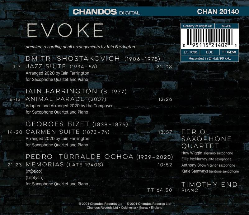 Bizet, Farrington, Shostakovich: Evoke / Ferio Saxophone Quartet, End