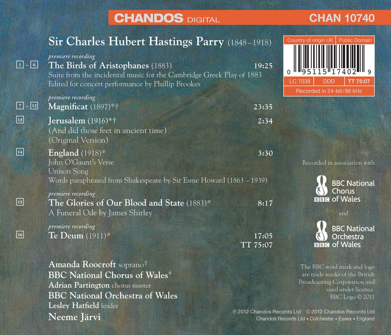 Parry: Orchestral & Choral Works / Jarvi, BBC NO of Wales