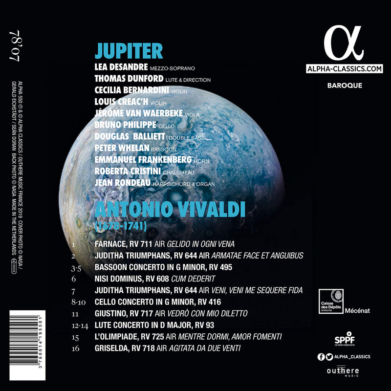 Vivaldi / Thomas Dunford, Jupiter