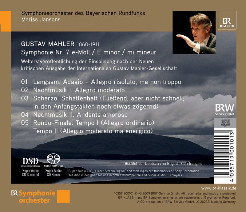 Mahler: Symphony No 7 In E Minor / Jansons, Bavarian Radio Symphony Orchestra