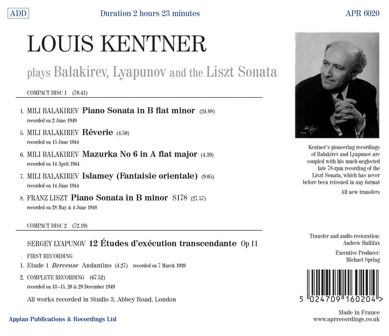 Balakirev, Lyapunov & Liszt: Piano Works / Kentner