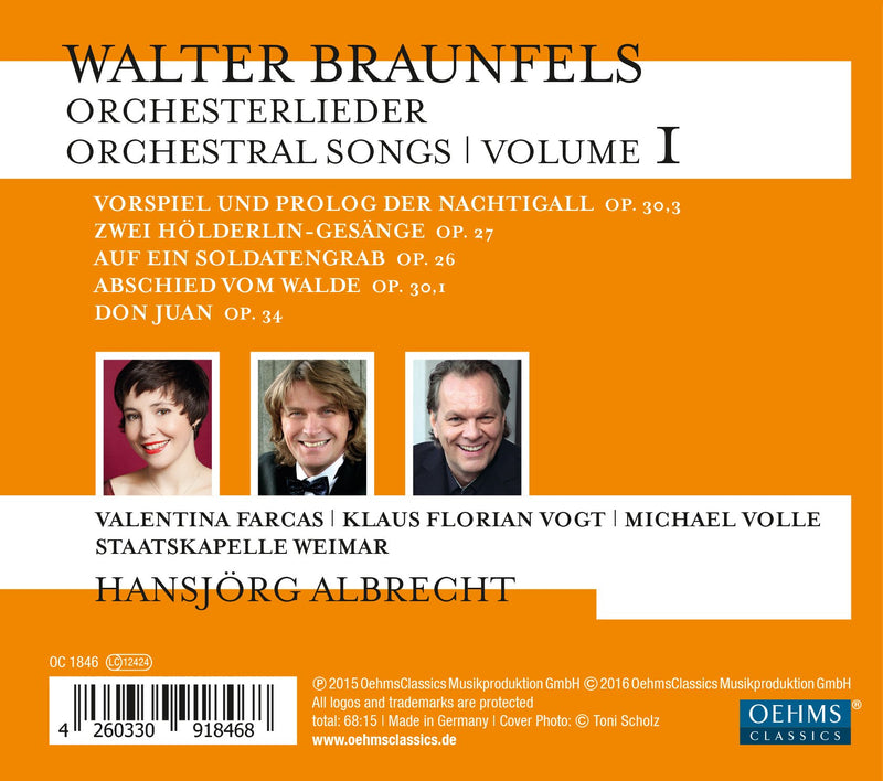 Braunfels: Orchestral Songs, Vol. 1 / Albrecht, Staatskapelle Weimar