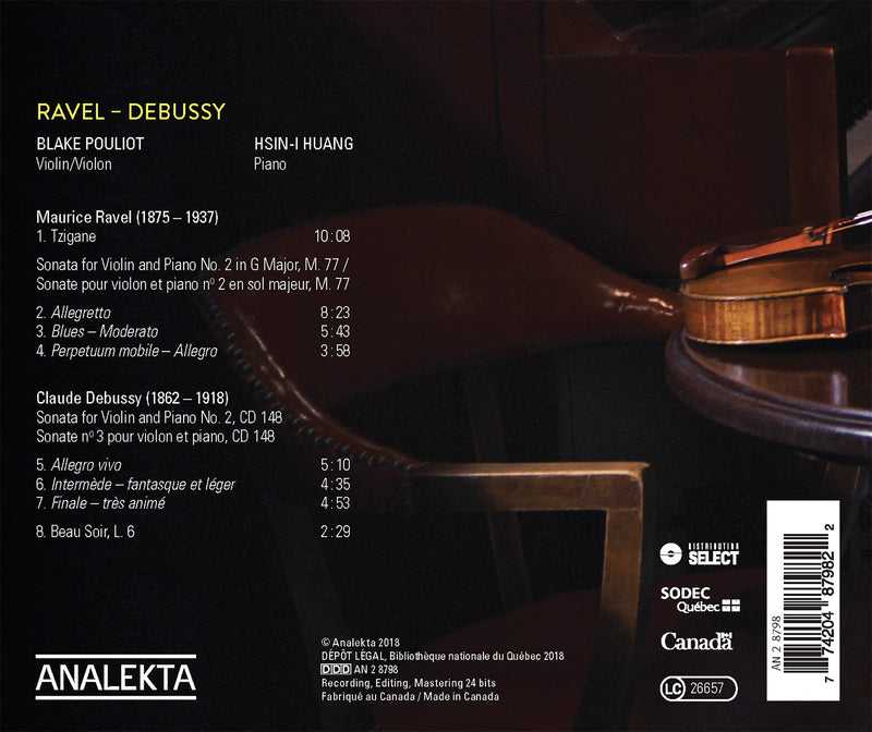 Ravel & Debussy: Sonates / Pouliot, Huang