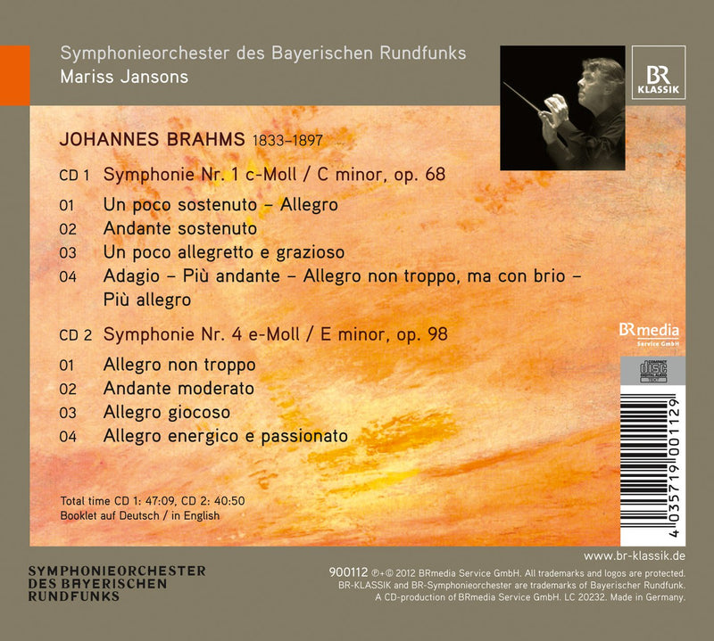 Brahms: Symphonies 1 & 4 / Jansons, Bavarian Radio Symphony Orchestra