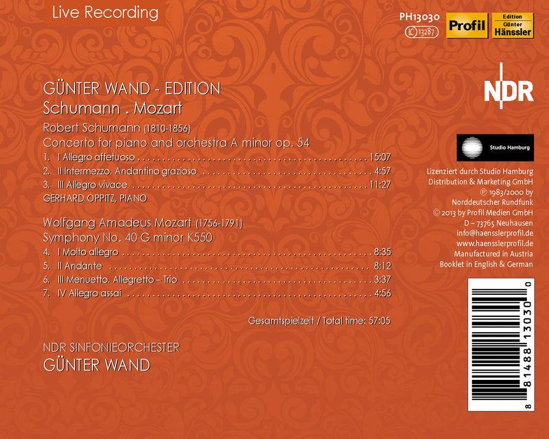 Schumann: Piano Concerto in A minor, Op. 54 - Mozart: Sympho