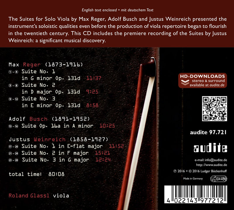 Reger - Busch - Weinreich: Suites for Viola