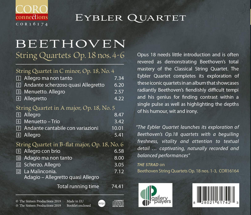Beethoven: String Quartets, Op. 18 nos. 4-6