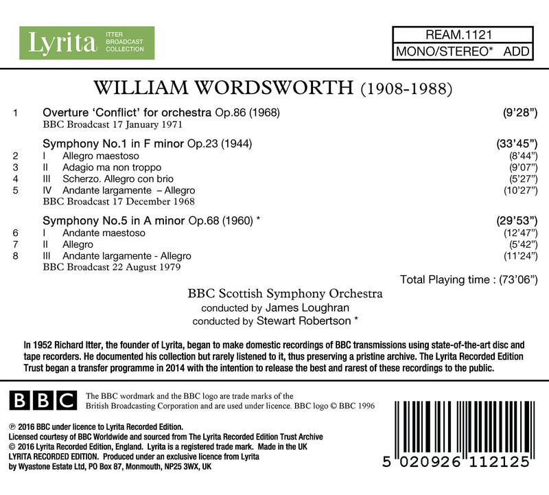 Wordsworth: Overture "Conflict", Symphonies Nos. 1 & 5 / BBC Scottish Orchestra
