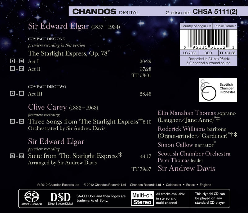 Elgar: The Starlight Express / Manahan Thomas, Williams, Davis