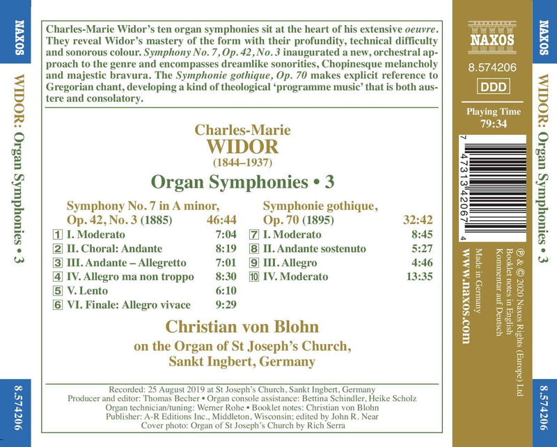 Widor: Organ Symphonies, Vol. 3 / Christian Von Blohn