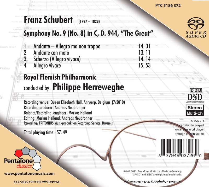 Schubert:  Symphony No 9 / Herreweghe, Royal Flemish Philharmonic