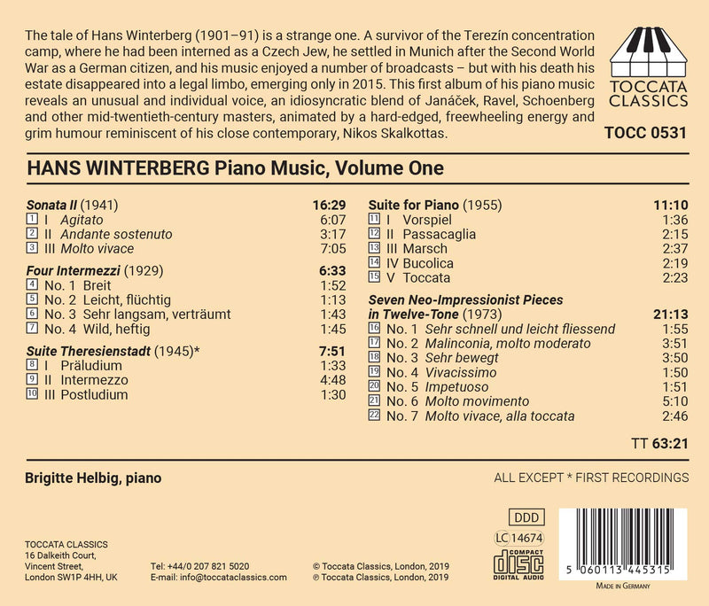 Winterberg: Piano Music, Vol. 1 / Helbig