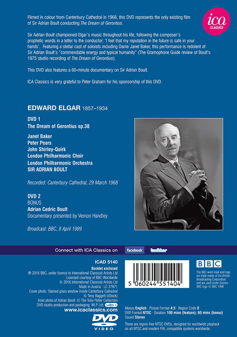Elgar: Dream of Gerontius / Boult, Baker, Pears, Shirley-Quirk, London Philharmonic [DVD]