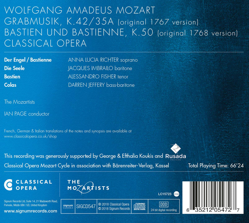 Mozart: Grabmusik & Bastien Und Bastienne