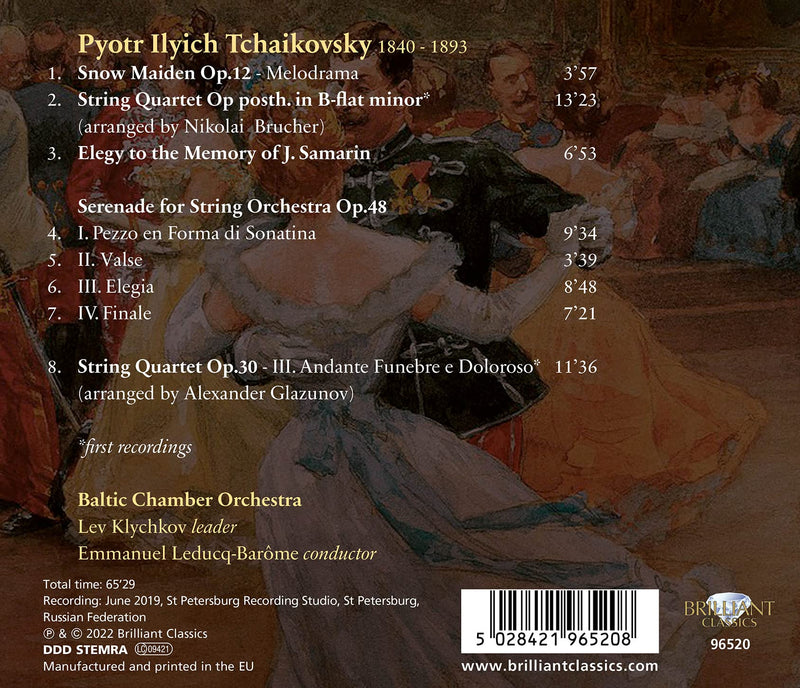 Tchaikovsky: Serenade for Strings, Op. 48 / Lychkov, Leducq-Barôme, Baltic Chamber Orchestra