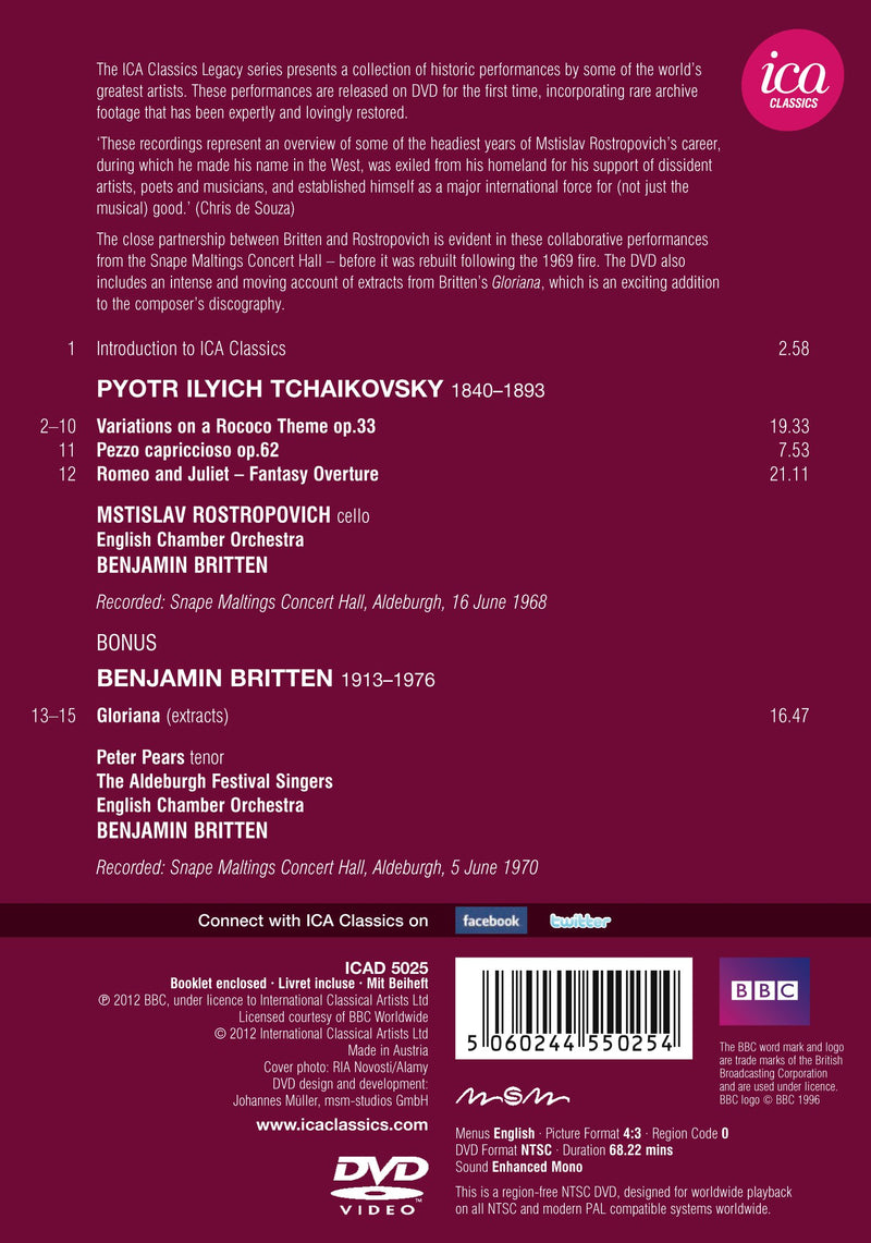 Tchaikovsky: Rococo Variations; Gloriana Excerpts / Rostropovich, Pears, Britten