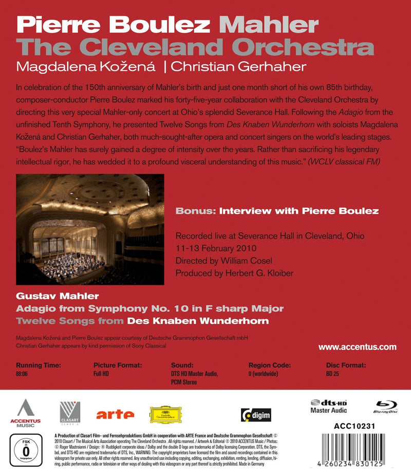 Mahler: Des knaben Wunderhorn, Adagio from Symphony no 10 / Boulez, Cleveland [Blu-ray]