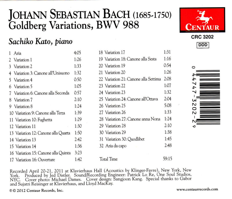 Bach: Goldberg Variations / Kato