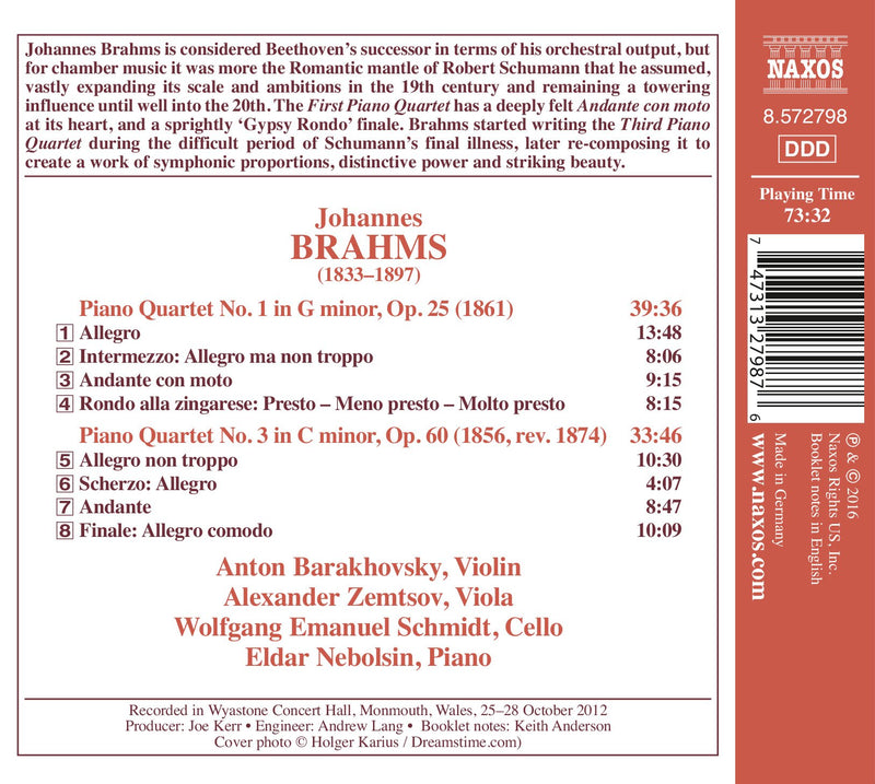 Brahms: Piano Quartets Nos. 1 & 3 / Barakhovsky, Zemtsov, Schmidt, Nebolsin