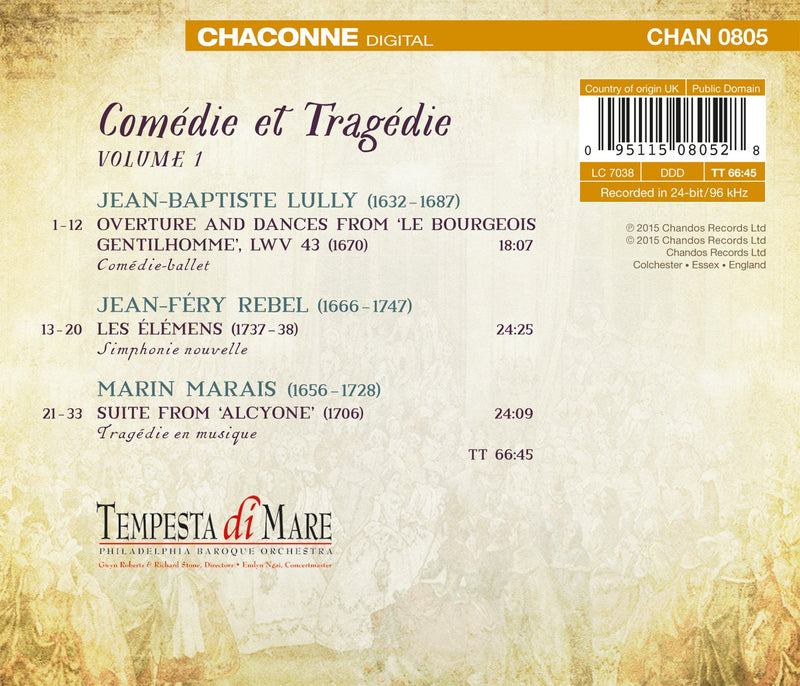 Comedie et Tragedie - Lully, Marais, Rebel / Tempesta di Mare