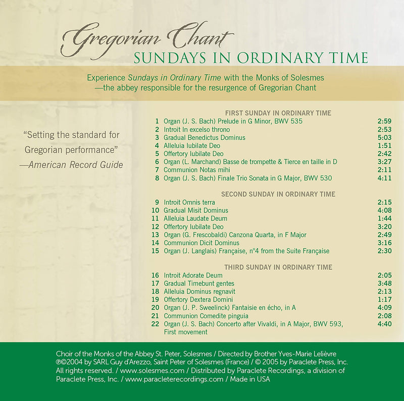 SUNDAYS IN ORDINARY TIME