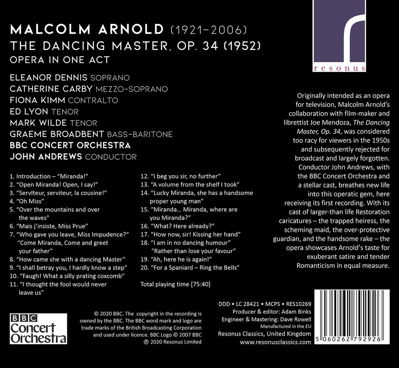 Malcolm Arnold: The Dancing Master, Op. 34 / John Andrews, BBC Concert Orchestra