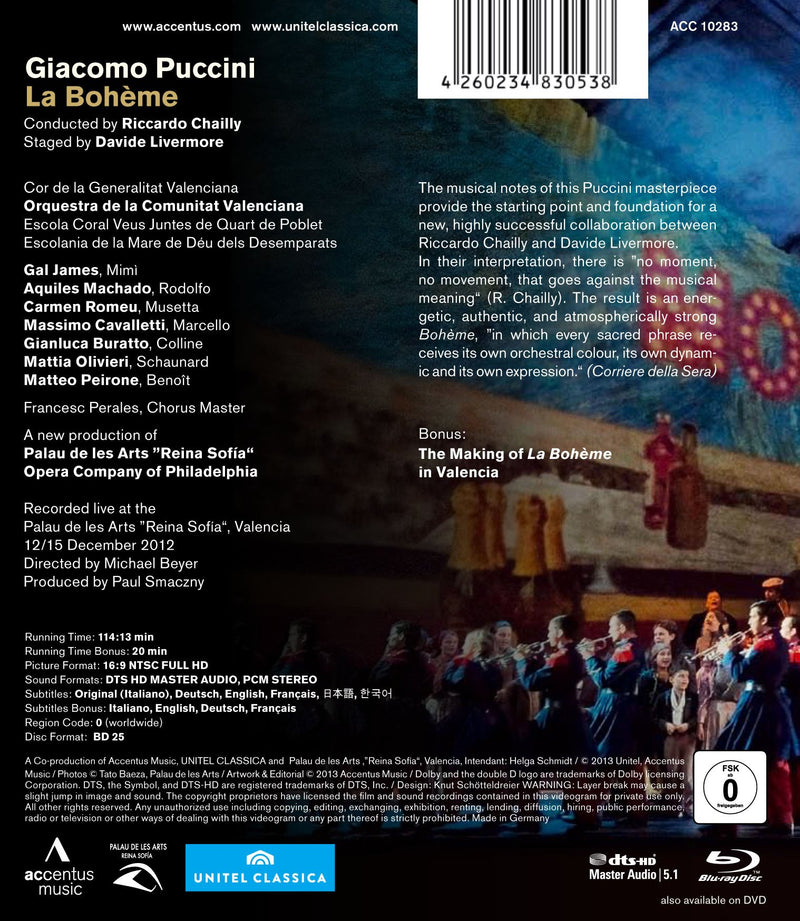 Puccini: La Boheme / Chailly, Livermore, James, Machado, Romeu [blu-ray]