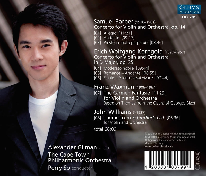 Barber, Korngold: Violin Concertos / Alexander Gilman
