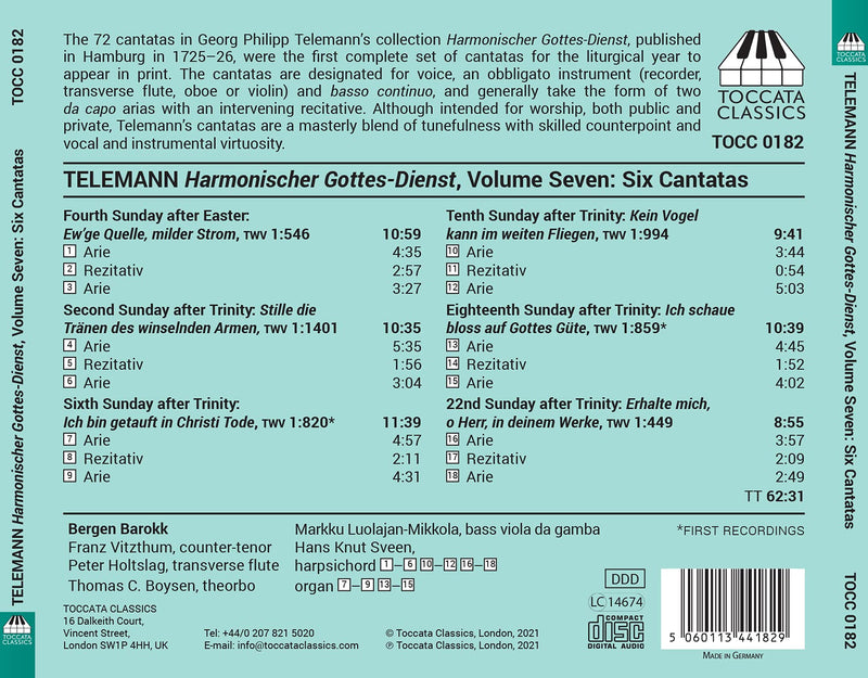 Telemann: Harmonischer Gottes-Dienst, Vol. 7 / Bergen Baroque