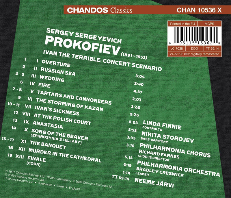 Prokofiev: Ivan The Terrible / Neeme Jarvi, Philharmonia Orchestra, Et Al