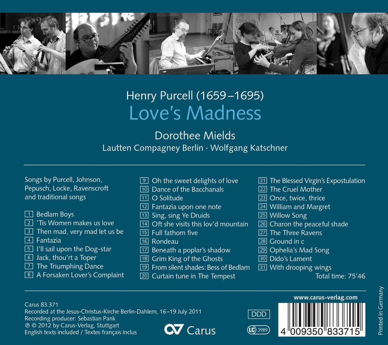 Purcell: Love’s Madness / Dorothee Mields, Wolfgang Katschner, Lautten Compagney Berlin