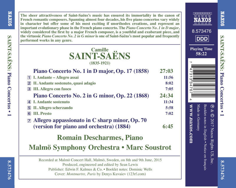 Saint-Saens: Piano Concertos / Descharmes, Soustrot, Malmo Symphony