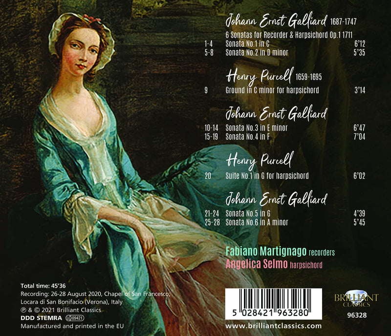Galliard: 6 Sonatas for Recorder & Harpsichord / Martignago, Selmo