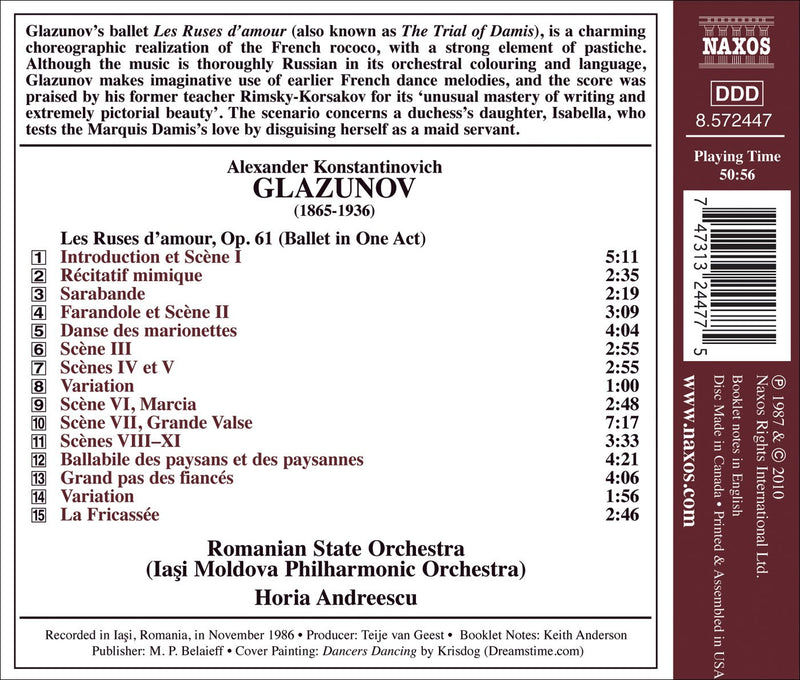 Glazunov: Les Ruses D'amour / Andreescu, Romanian State Orchestra