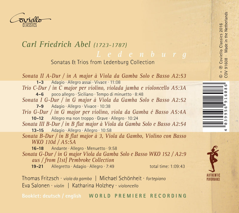 Abel: Ledenburg – Viola da Gamba Sonatas & Trios / Fritzsch
