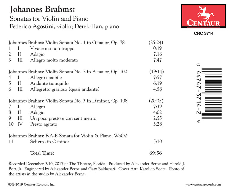 Brahms: Sonatas for Violin and Piano