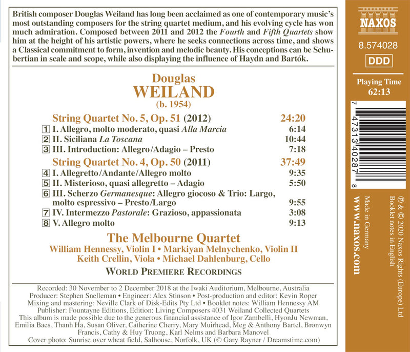 Weiland: String Quartets Nos. 4 & 5