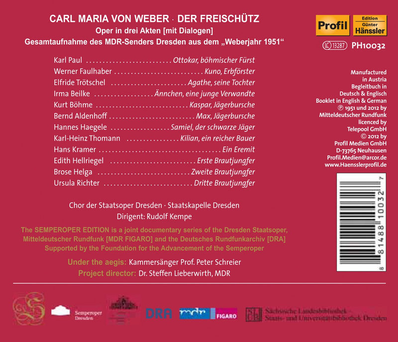 Weber: Der Freischütz (Semperoper Edition, Vol. 5) (1951)