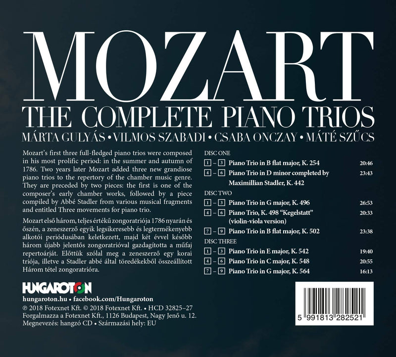 Mozart: The Complete Piano Trios / Gulyas, Szabadi, Onczay, Szucs