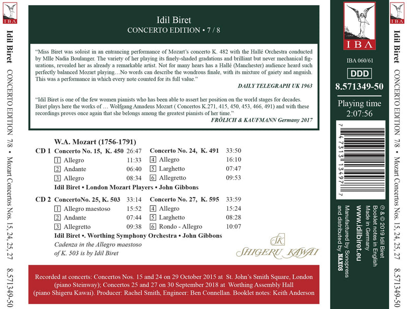 W.A. Mozart: Piano Concertos Nos. 15, 24, 25 & 27 (Biret Con