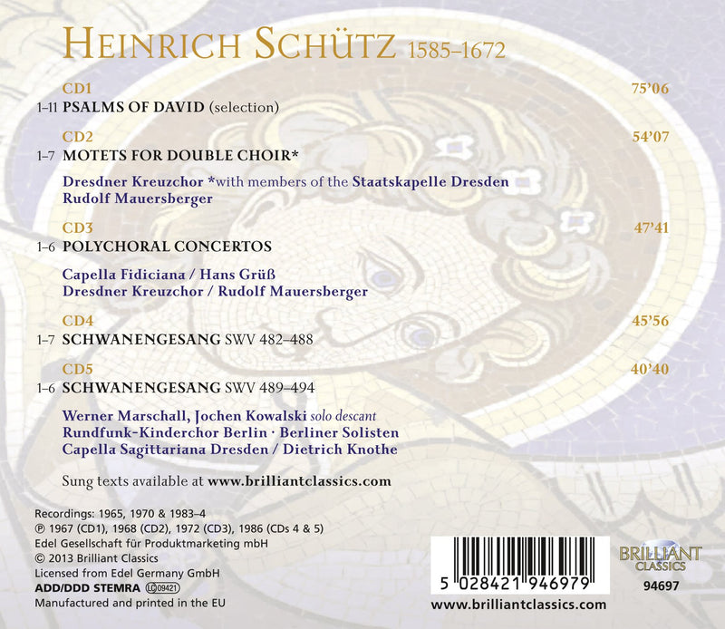 Schutz: Sacred Music / Mauersberger, Dresdner Kreuzchor