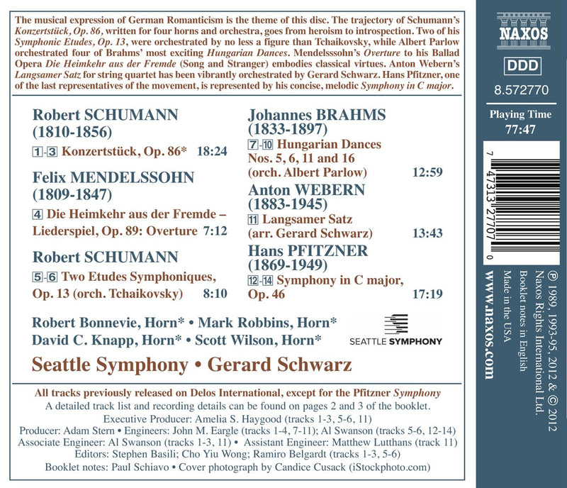 Pfitzner: Symphony in C - Schumann: Konzertstuck for 4 Horns / Schwarz, Seattle Symphony