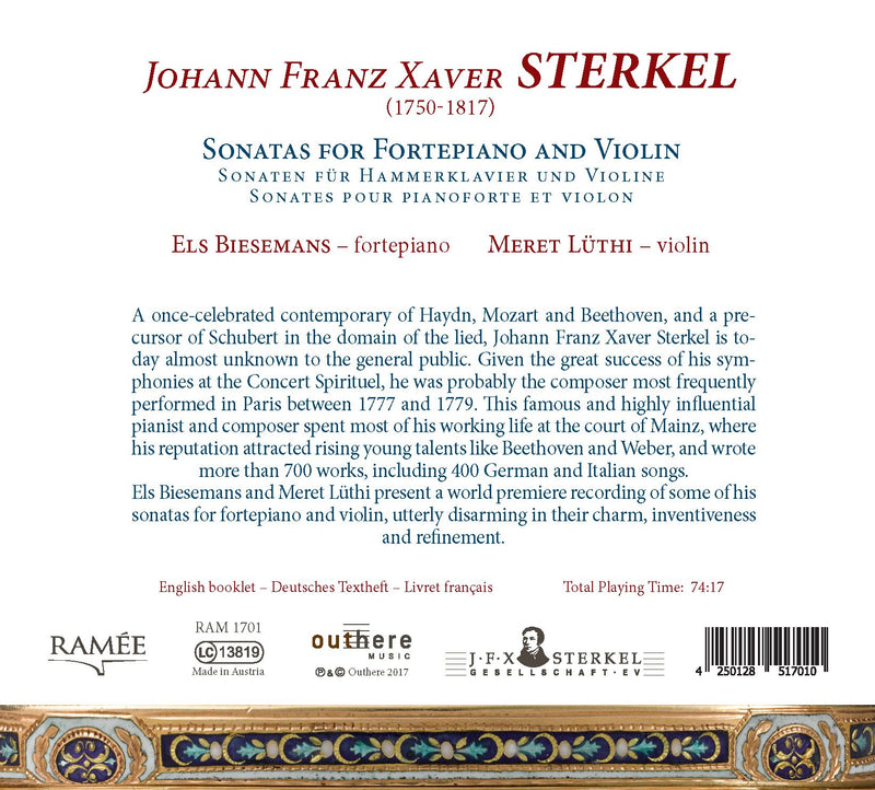 Sterkel: Sonatas for Fortepiano & Violin / Biesemans, Luthi