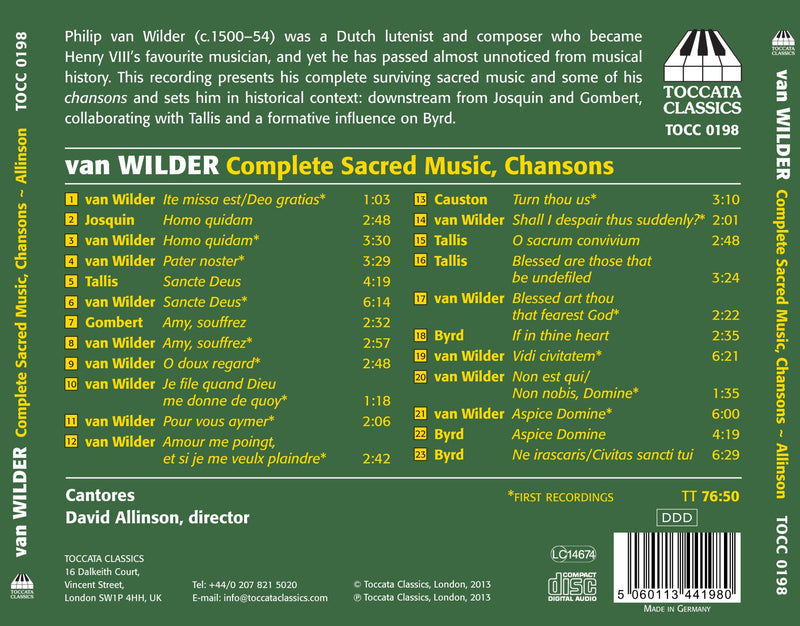 Philip Van Wilder: Complete Sacred Music & Chansons